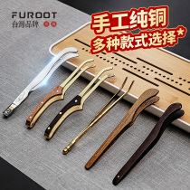 Tea clip pure copper tea clip tweezers tea cup clip tea tool kung fu tea set accessories non-slip tea clip set