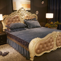European style no bed tail padded cotton bed skirt single thickened warm crystal velvet lace sheets on both sides bedspread bed cover winter