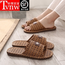 TVNW sandals home men and women summer light luxury rattan straw woven bamboo rattan female indoor home couple non-slip linen