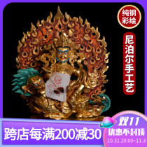 Treasure Tianwang bronze Buddha statue imported from Nepal hand-gilt Tibetan-style esoteric Buddhism at home to worship the Buddha statue ornaments