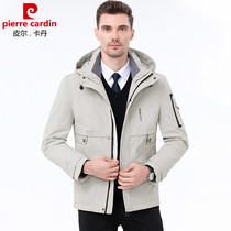 Pilkadan winter new hooded frock short windproof down jacket jacket middle-aged outdoor white duck down mens clothing