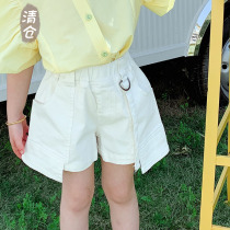Clearance Xiaobao family summer girl shorts loose high waist stretch outer wearing pants girls white foreign atmosphere