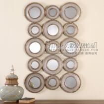 Neoclassical postmodern home background wall decorative mirror Entrance mirror European-style circular splicing wall mirror can be customized