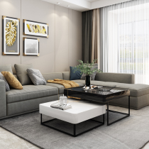 Nordic modern simple small apartment living room creative multifunctional square light luxury black and white telescopic coffee table glass combination