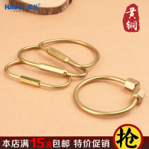 Handcrafted Brass Key Buckle Creative Retro Pure Copper Minimalist Car Key Ring Large Capacity Ring Buttoned Gourd Small Gift