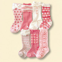 Day single spring and autumn bow girl pure cotton socks boys cotton non-slip high socks childrens socks