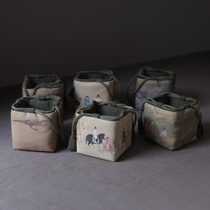 Spring mud ancient painting handmade thickened cotton cloth tea pot teapot tea set Teacup storage bag Travel bag cloth bag large cloth bag