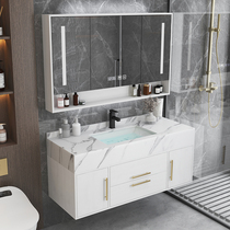 Light luxury smart marble bathroom cabinet combination toilet wash Table Rock board one wash basin basin cabinet