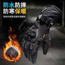 Winter motorcycle gloves warm and waterproof wind cold fall four seasons riding rider cross-country thick velvet long gloves