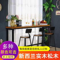 Bar table solid wood household small bar modern simple high foot iron Net red milk tea shop coffee shop wall table