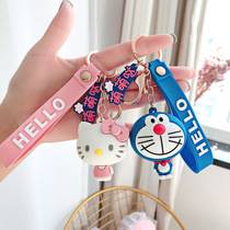 Korean creative Net Red couple key chain female car Cartoon Doll pendant cute schoolbag hanging chain ring