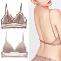 French sexy U-shaped backless beauty underwear women's rimless thin bras invisible backless lace triangle cup bra summer