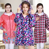 Spring-autumn zipped-style home cardiovert front opening buttoning outside wearing hood clothes grown-up summer thin and breathable long-sleeved female worker for clothes