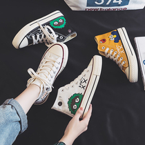 Womens shoes summer 2021 new graffiti white cloth shoes canvas tide shoes Korean version of the trend wild casual high-top board shoes