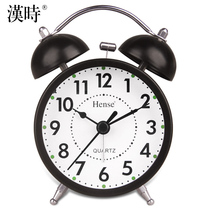 Hanshu fashion simple small alarm clock students children noisy table bedroom bedside clock clock for men and women bell clock clock HA01