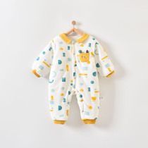 Baby conjoined clothes autumn and winter 0-1 years old men and women baby cotton padded clothes thickened warm cotton wool clothes outside clothes climbing clothes