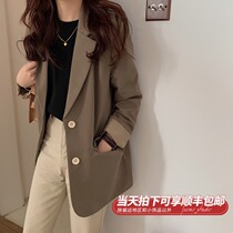 High-grade sense of hanging chic small suit jacket womens spring and autumn Korean version loose design niche retro casual suit