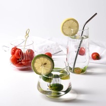 Ins net red breakfast cup juice cup household transparent glass cup milk cup student cup milk tea cup Korean version