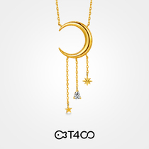 T400 star moon necklace female 2021 New sterling silver gold light luxury niche design sense high gift to girlfriend
