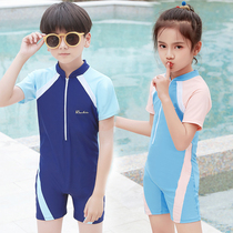 New childrens swimwear girls middle-aged boys baby conjoined training professional swimwear girls hot spring swimwear