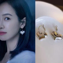 Unfamiliar lover Song Qian Luo Qianyi earrings sterling silver needle metal Love earrings summer niche earrings female