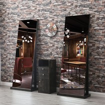 Solid Wood Hairdresse Shop Mirror Table Cabinet Integrated Beauty Hair Shop Mirror Subnet Red Hair Salon Special Floor Mirror Sheet Double Sided Brief