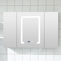 Smart mirror cabinet Defogging Led toilet Solid wood mirror Nordic Wall-mounted bathroom cabinet Bluetooth mirror cabinet