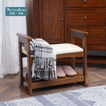 Norton Berg solid wood armrest shoe stool entering the door modern household small apartment door storage stool soft bag wearing shoes stool