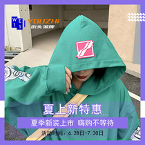 Over-experience we11done sleeves lock chain graffiti Even cap sweatshirt welldone autumn winter new printed loose hoodie