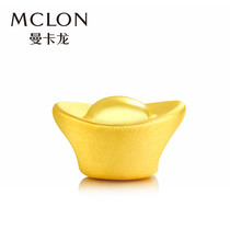 Mankalong gold transfer beads female 3d hard gold ingot Passepartout pure gold beaded simple gold pendant gift