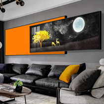 Living room decoration painting sofa background wall modern simple atmosphere light luxury superimposed hanging painting Orange bedroom bedside painting deer