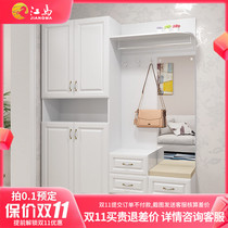 Custom door shoe cabinet porch hanging coat rack combination home entry high cabinet with mirror integrated against the wall to sit
