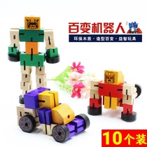 Variety robot deformation wooden childrens educational thinking training toys baby building blocks boy small gift wooden