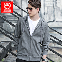 Spring sports jacket men hooded cardigan sweater mens thin knitted plus size jacket casual sportswear top