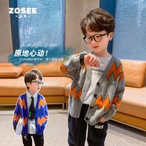 Left west children's clothing boys cardigan coat children's sweater knitwear autumn clothing big kids spring autumn 2022 new boys