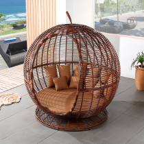 Custom Rattan Creative Apple Styling Bird Cage Swimming Pool Courtyard Terrace Terrace Sofa Bed Resort Outdoor Furniture