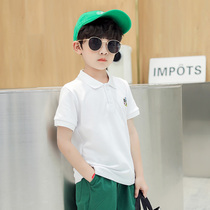 2022 New Summer Boy White Compassion CUHK Boys School Uniforms collar Polo shirt Fried Street Short Sleeve T-shirt Tide