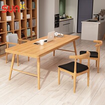 Nordic solid wood living room large desk long desk home office work desk study rectangular learning writing desk