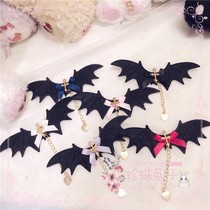 Pearl Rabbitoriginal lolita hand-made bat demon cross love side clip brooch holy Halloween
