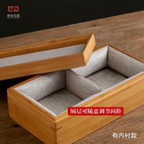 Household convenient mask storage box exquisite desktop storage small box bamboo commemorative box letter box free lettering