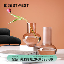 Creative geometric glass vase designer model room living room soft decoration home flower arrangement vase decoration light luxury