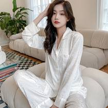 Sleepwear Woman Spring Autumn Season Ice Silk Woman Sexy Long Sleeve Suit Han Edition Thin silk Air-conditioned Home Clothing