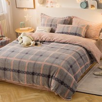 (QBB) thick crystal velvet warm coral velvet four-piece set autumn and winter double-sided velvet sheet quilt cover