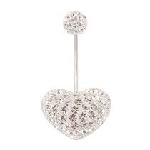 Navel ring buckle nail Peach heart not allergic needle Medical titanium steel 0 8mm fine rod full drill ball Shambhala hypoallergenic