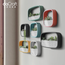 Wall-mounted flowerpot European-style pastoral living room balcony wall anti-genuine succulent plant creative geometry wrought iron flower pot wall decoration