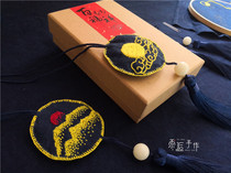 Plant dyed handmade sachet Dried flower Mid Autumn Festival embroidery sachet DIY material bag portable birthday gift car pendant