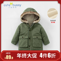 cutebunny baby winter clothes little boy padded and velvet coat foreign style baby warm hooded outside clothes
