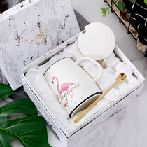 Solson ceramic water cup with lid with spoon Cute in simple large capacity household mug creative fashion Firebird