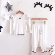 Childrens cotton thin home clothing set Princess female boy underwear long sleeve baby pajamas autumn and winter long cute
