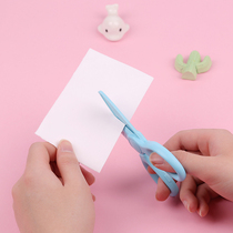 Japan KOKUYO Guoyu Fei special Scump scissors Campus Kids scissors resin rounded knife scissors dont hurt hands Students learn cute children kindergarten baby handmade tools